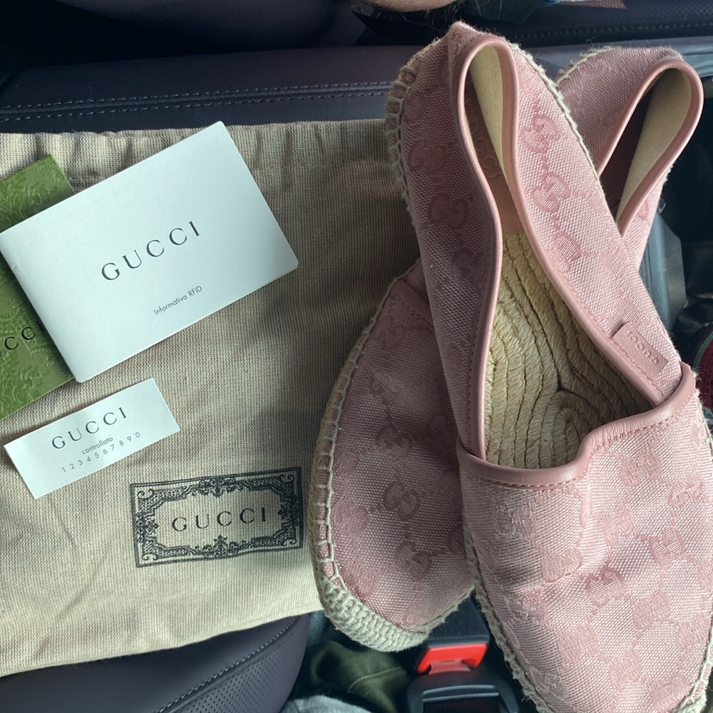 🤯AUTHENTIC GUCCI MONOGRAM GUCCIRISSMA CLOTH ESPADRILLES